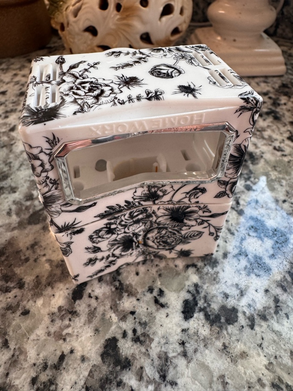 Decorative Black Floral Ceramic Outlet Cover - Unbranded